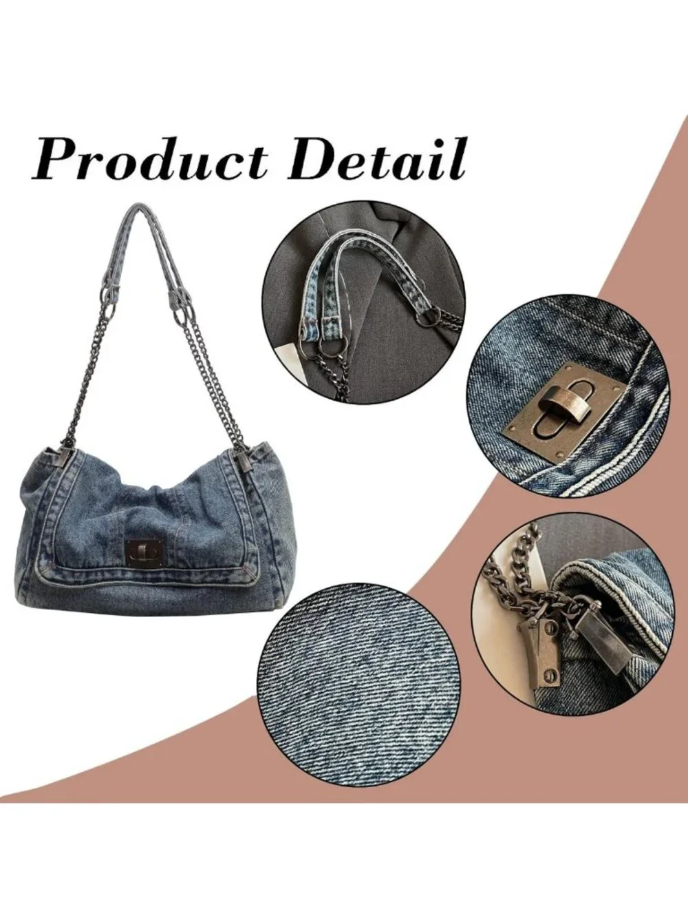 Trendy Y2K Denim Shoulder Bag for Women | Adjustable Chain Crossbody Tote Purse